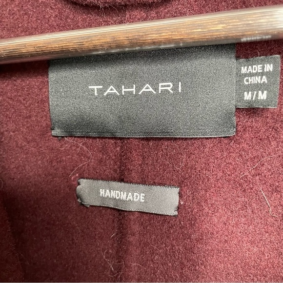 Tahari Double Breasted Single Button Oversized Wool Trenchcoat Burgundy Medium - Picture 9 of 10